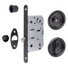 Sliding door lock WC - round - black