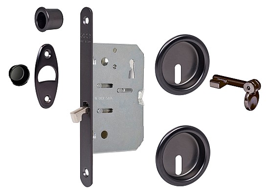 Sliding door lock KEY - round-black