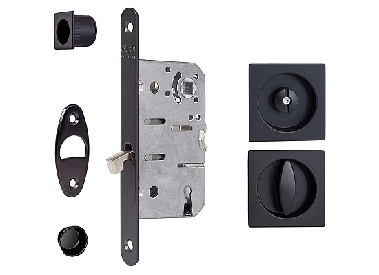 Sliding door lock WC - square - black