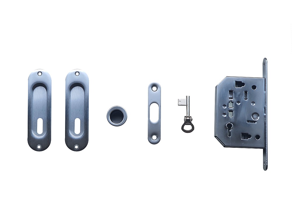 Door Handle Oval with Key Lock Chrome Satin BestFix Sliding Door