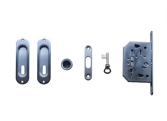 2A: Sliding door lock KEY - oval - matt chrome