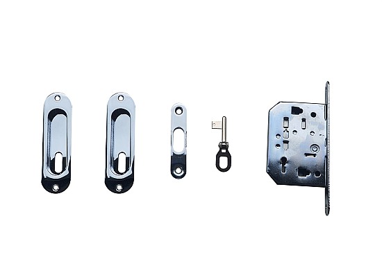 Sliding door lock KEY - oval - chrome