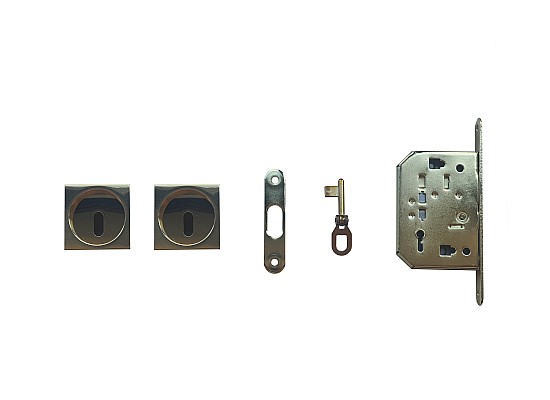 2A: Sliding Door Lock - Square - Brass