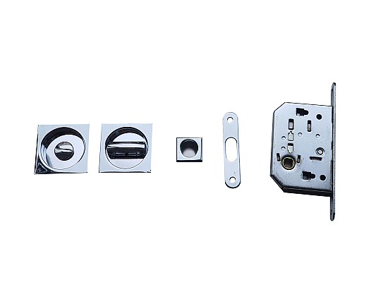 Sliding door lock WC - square -chrome