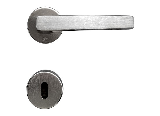 Door handle including key rosette - Round - Matt chrome