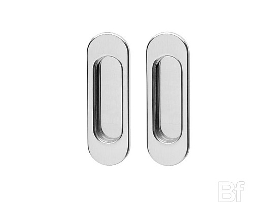 Door handle - oval - brass/matted Chrome
