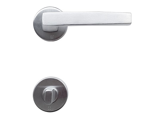  Door handle with toilet lock - round - Matt chrome