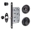 Sliding door lock WC - round - black Sliding door lock WC - round - black